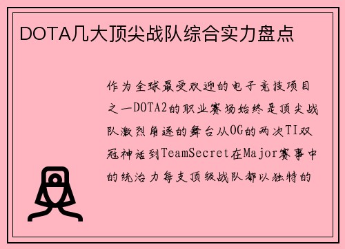 DOTA几大顶尖战队综合实力盘点