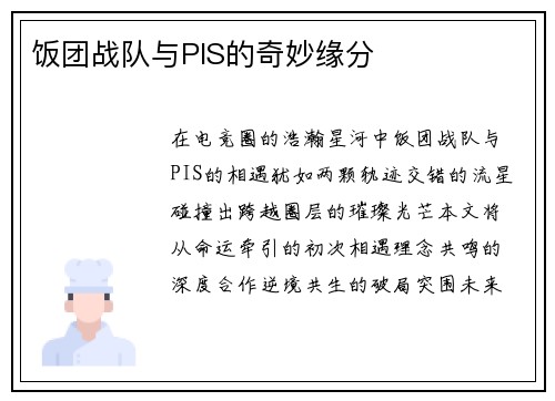 饭团战队与PIS的奇妙缘分
